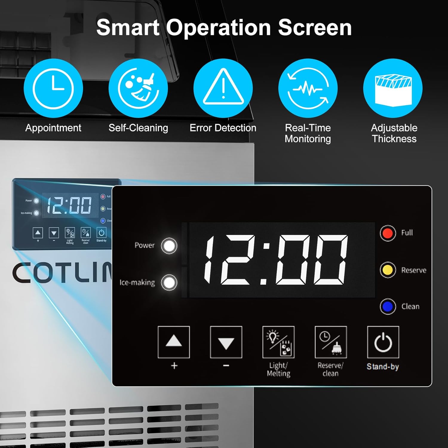 Cotlin 60FA Commercial Cube Ice Maker 20" Undercounter 200 lbs/Day 33 lbs Storage New