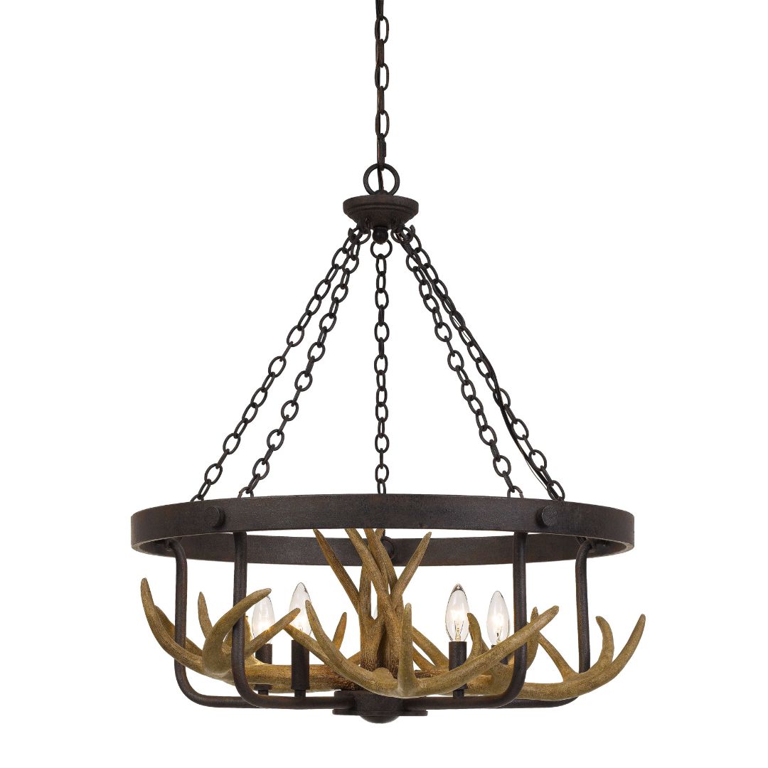 Cal Lighting Angelo 5-Light Metal Antler Chandelier in Iron
