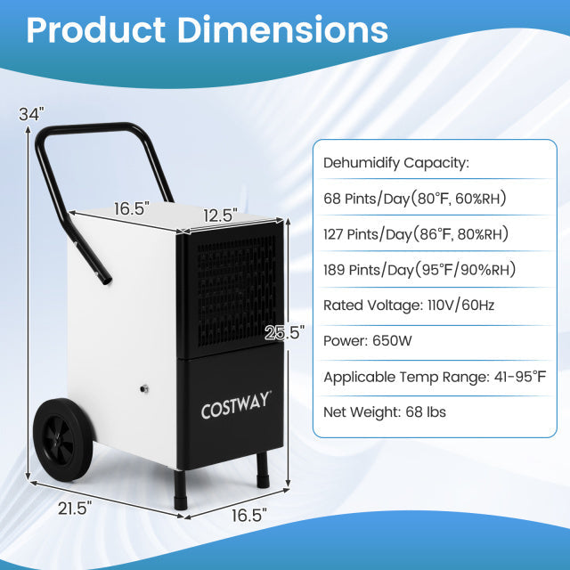 Costway Commercial Dehumidifier Heavy-Duty Metal Floor Fan Combo 92623066 New