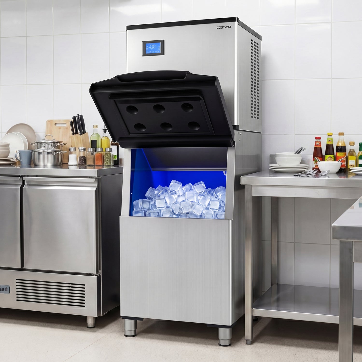 Costway Freestanding Commercial Ice Maker 450 lbs/24H 42969552 New