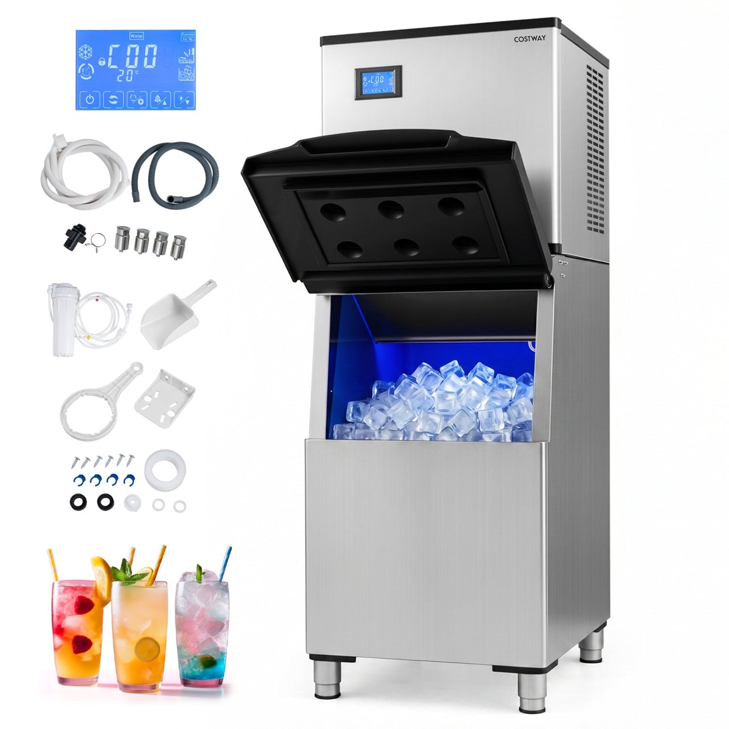 Costway Freestanding Commercial Ice Maker 450 lbs/24H 42969552 New