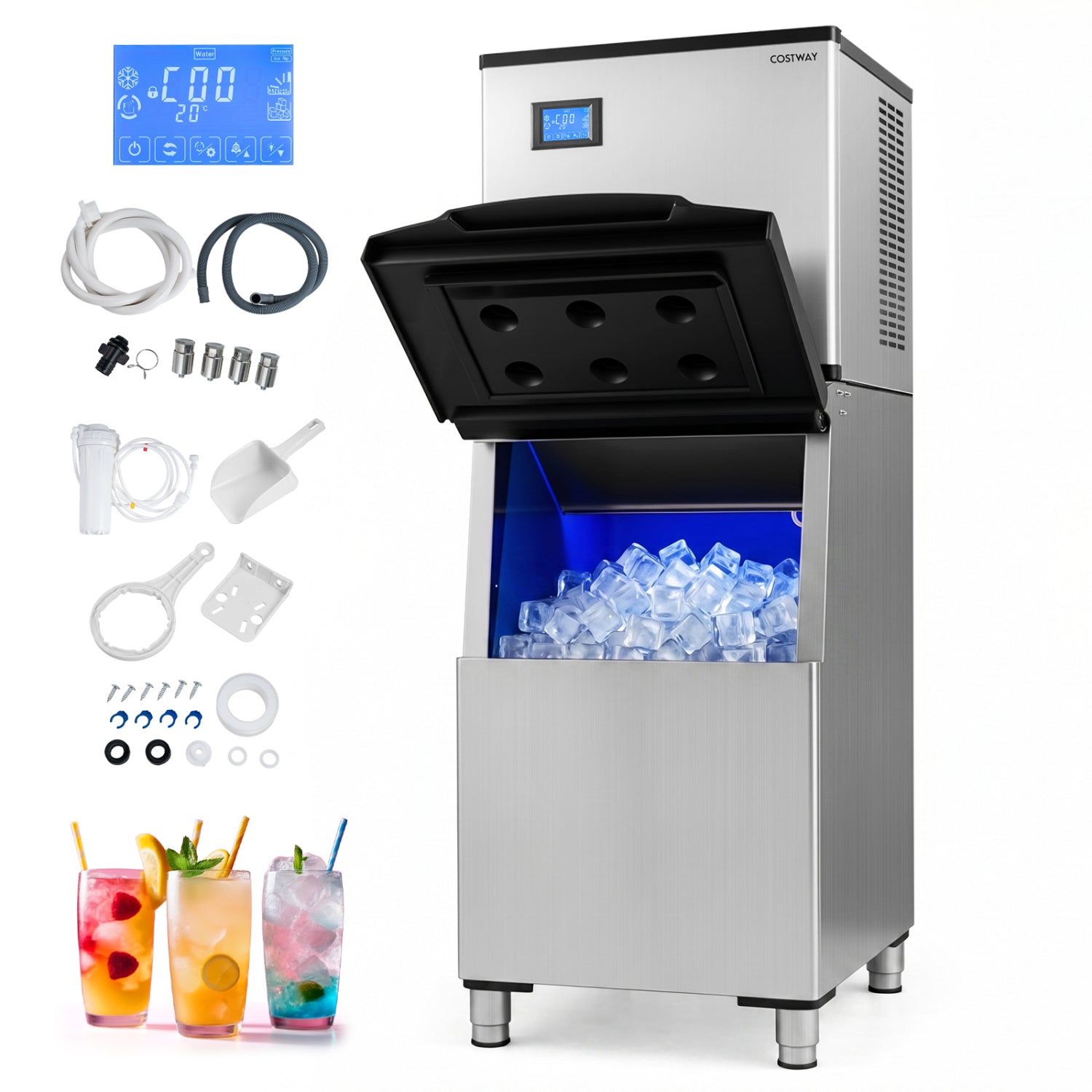 Costway Freestanding Commercial Ice Maker 450 lbs/24H 42969552 New