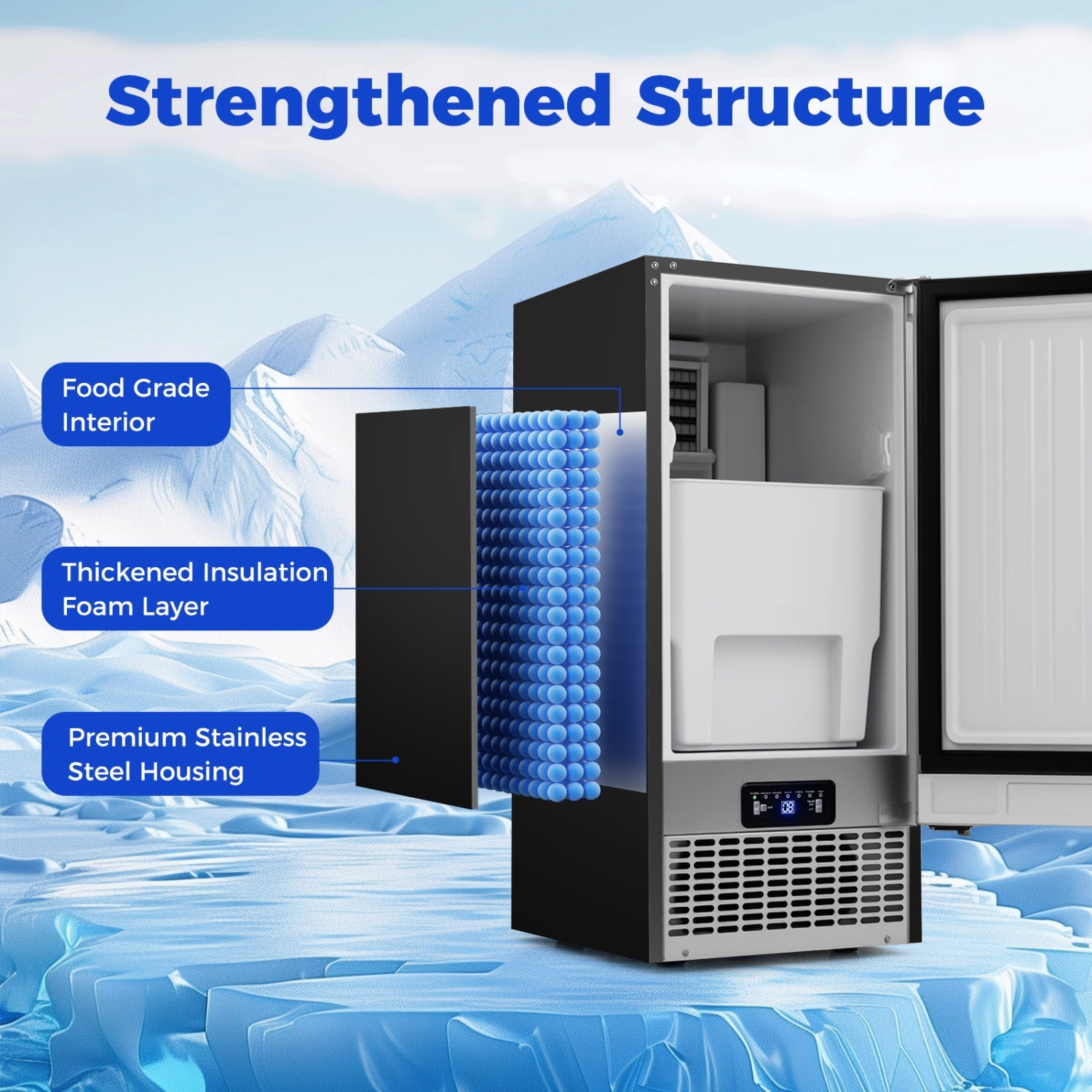 Costway Compact Commercial Ice Maker 25 lbs Storage 110 lbs/Day 32892022 New