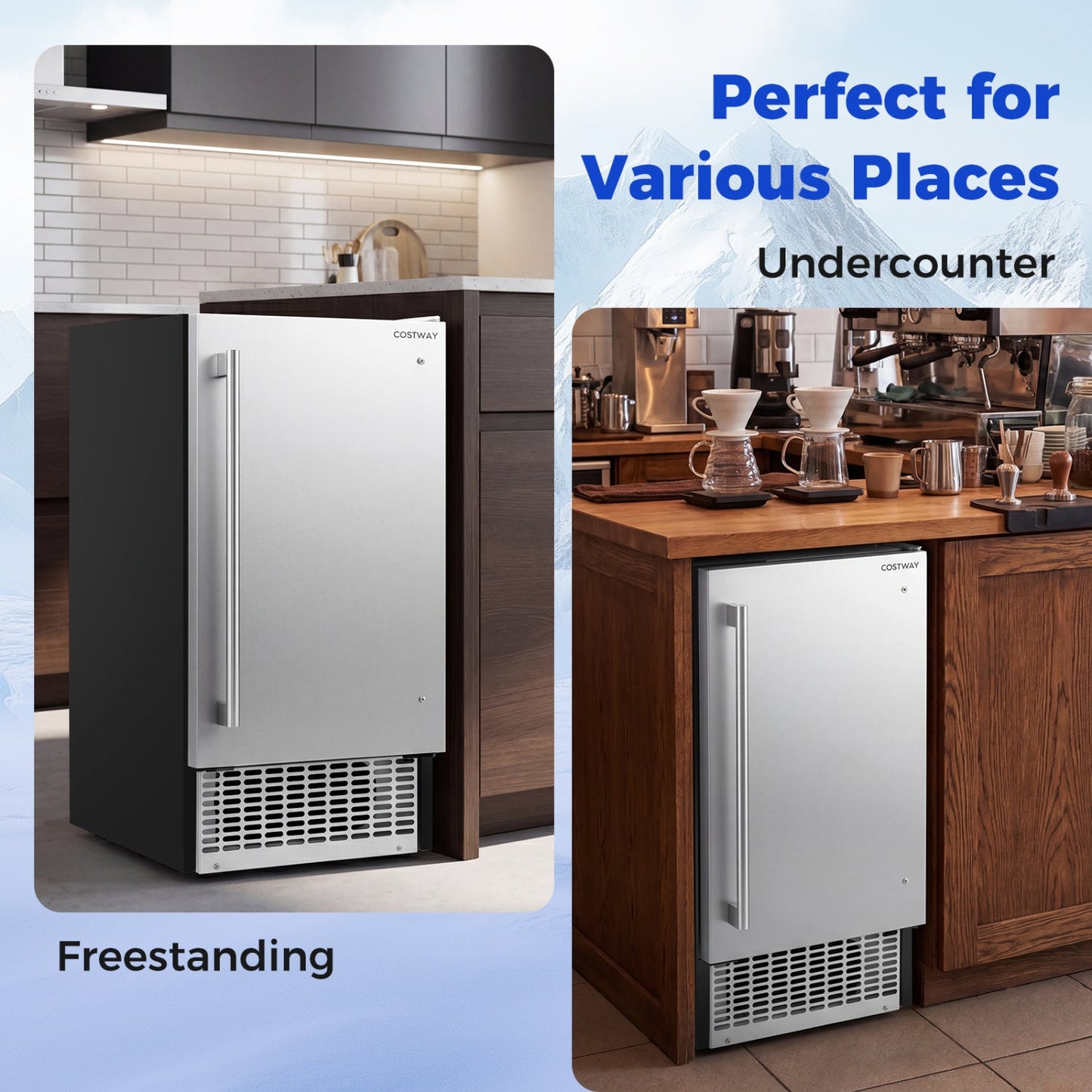 Costway Compact Commercial Ice Maker 25 lbs Storage 110 lbs/Day 32892022 New