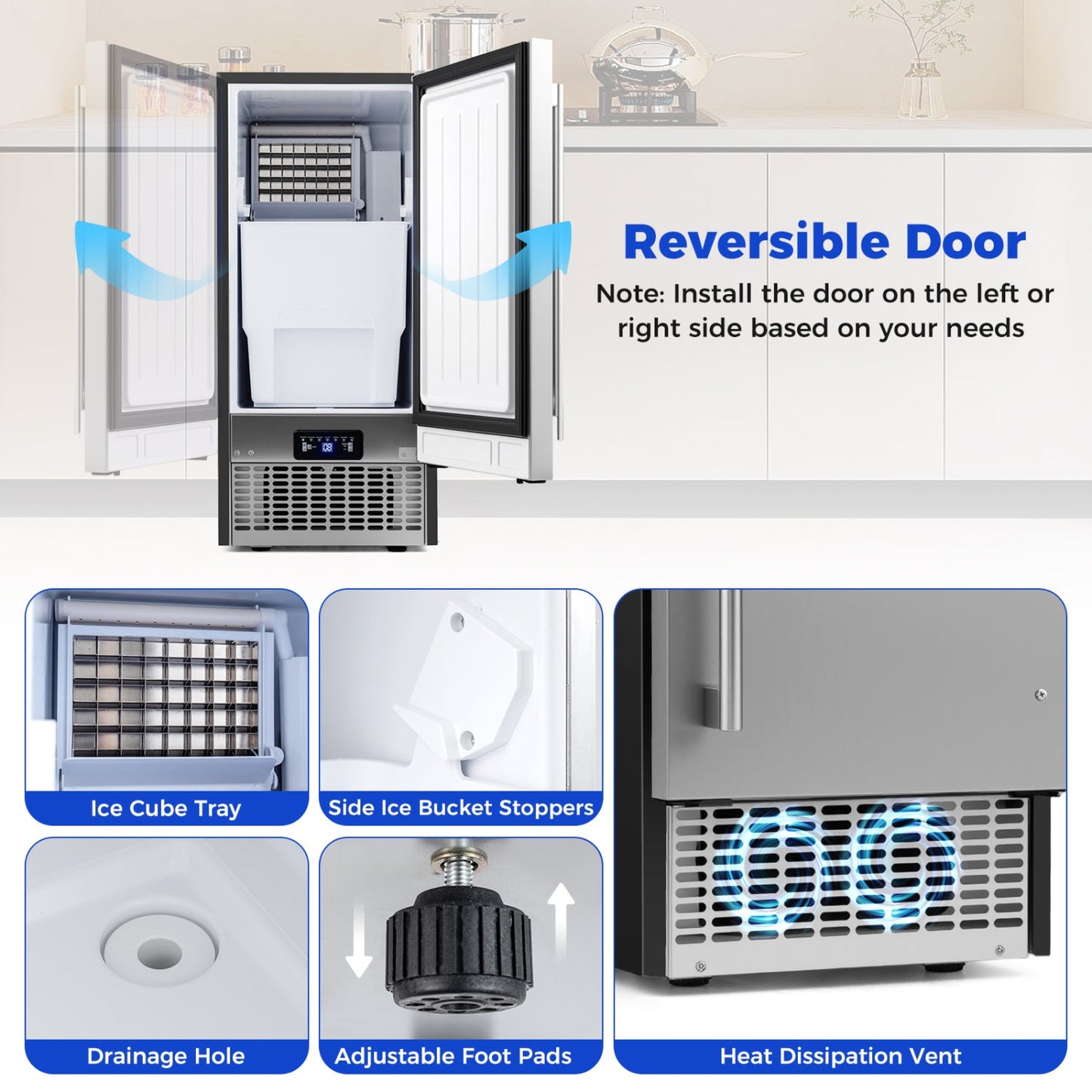 Costway Compact Commercial Ice Maker 25 lbs Storage 110 lbs/Day 32892022 New