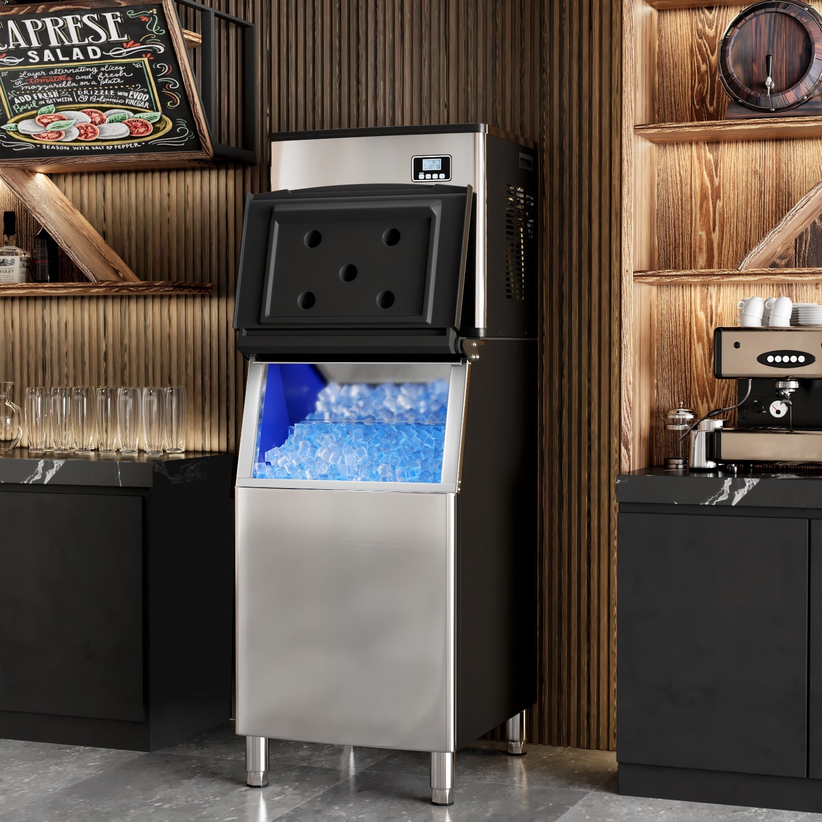 Costway Commercial Ice Maker Machine 418 lbs/24H 200 lbs Bin 859376142 New