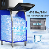 Costway Commercial Ice Maker Machine 418 lbs/24H 200 lbs Bin 859376142 New