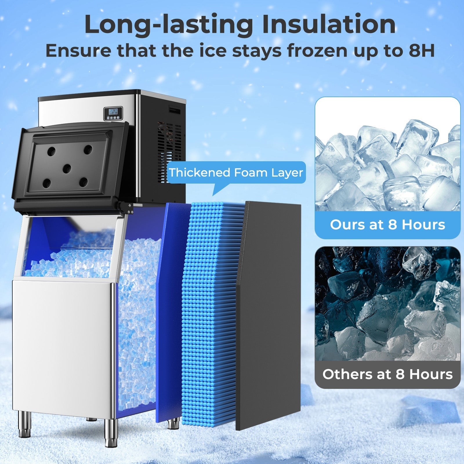 Costway Commercial Ice Maker Machine 418 lbs/24H 200 lbs Bin 859376142 New