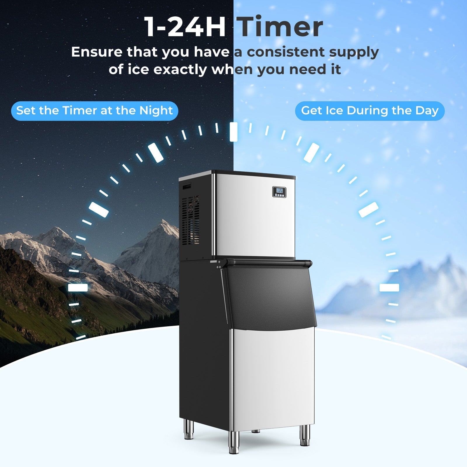 Costway Commercial Ice Maker Machine 418 lbs/24H 200 lbs Bin 859376142 New