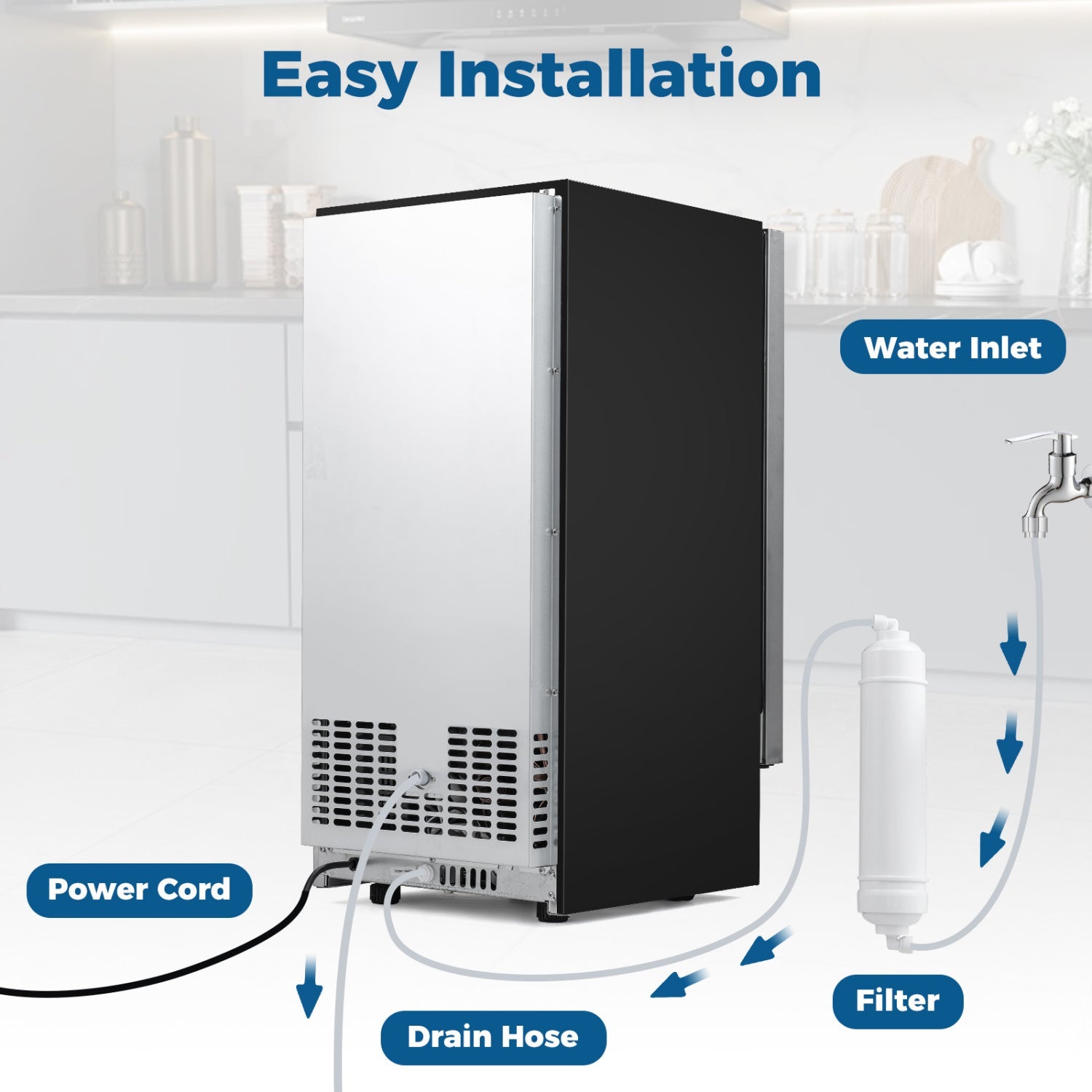 Costway Commercial Under Counter Ice Maker 90 lbs/Day Built-In Freestanding 56089404 New