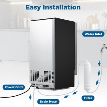 Costway Commercial Under Counter Ice Maker 90 lbs/Day Built-In Freestanding 56089404 New