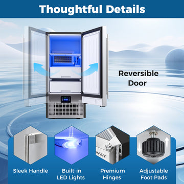 Costway Commercial Under Counter Ice Maker 90 lbs/Day Built-In Freestanding 56089404 New