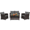 Costway 10' x 10' Hardtop Gazebo & 4-Piece Patio Conversation Set 22782830 New
