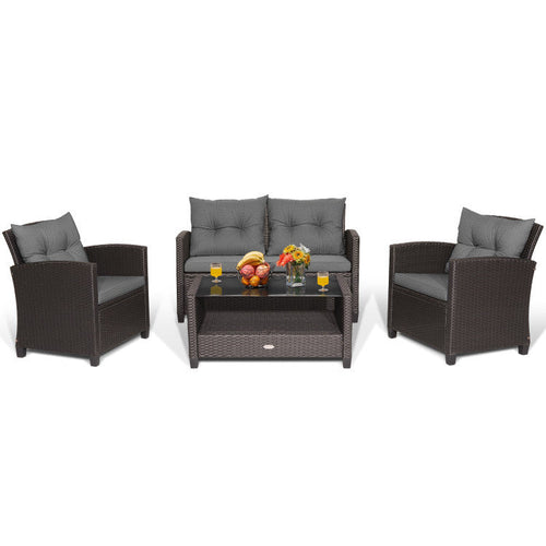 Costway 10' x 10' Hardtop Gazebo & 4-Piece Patio Conversation Set 22782830 New