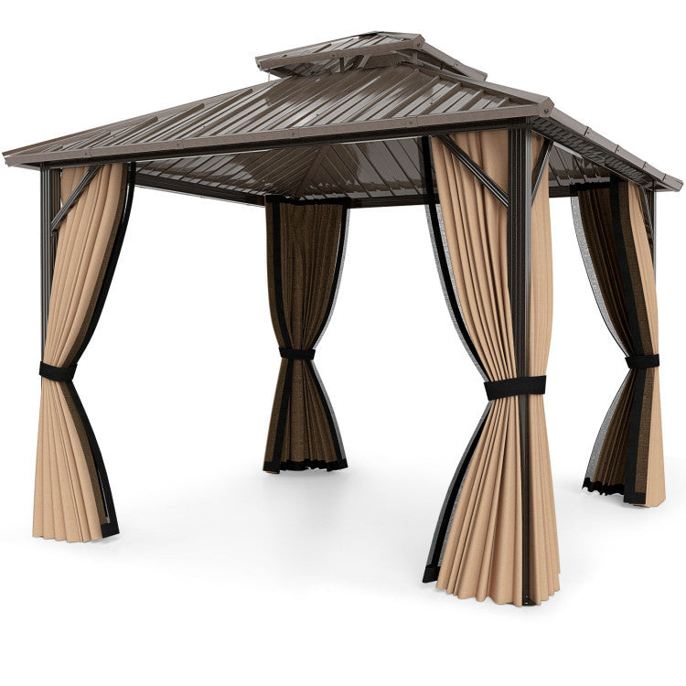Costway 10' x 10' Hardtop Gazebo & 4-Piece Patio Conversation Set 22782830 New