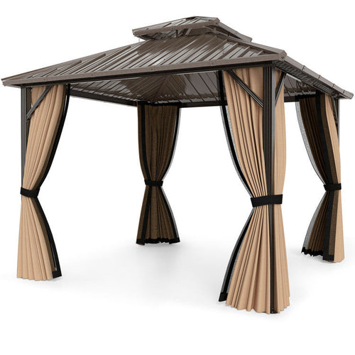 Costway 10' x 10' Hardtop Gazebo & 4-Piece Patio Conversation Set 22782830 New