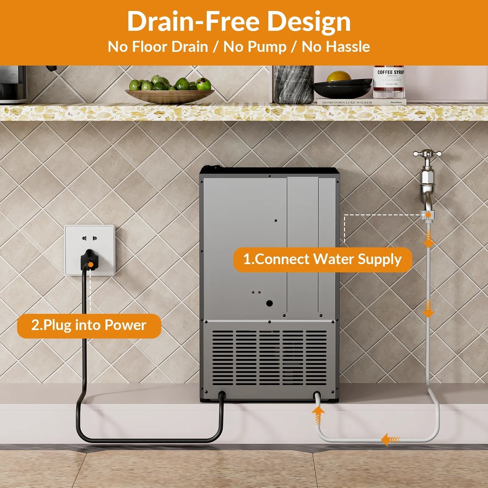 Cotlin IMC20 Crescent Ice Maker Drainless 15" Undercounter 15 lbs/Day with 12 lb. Storage Bin New