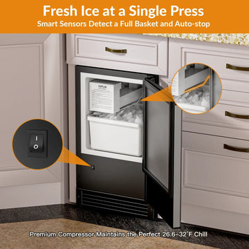 Cotlin IMC20 Crescent Ice Maker Drainless 15" Undercounter 15 lbs/Day with 12 lb. Storage Bin New