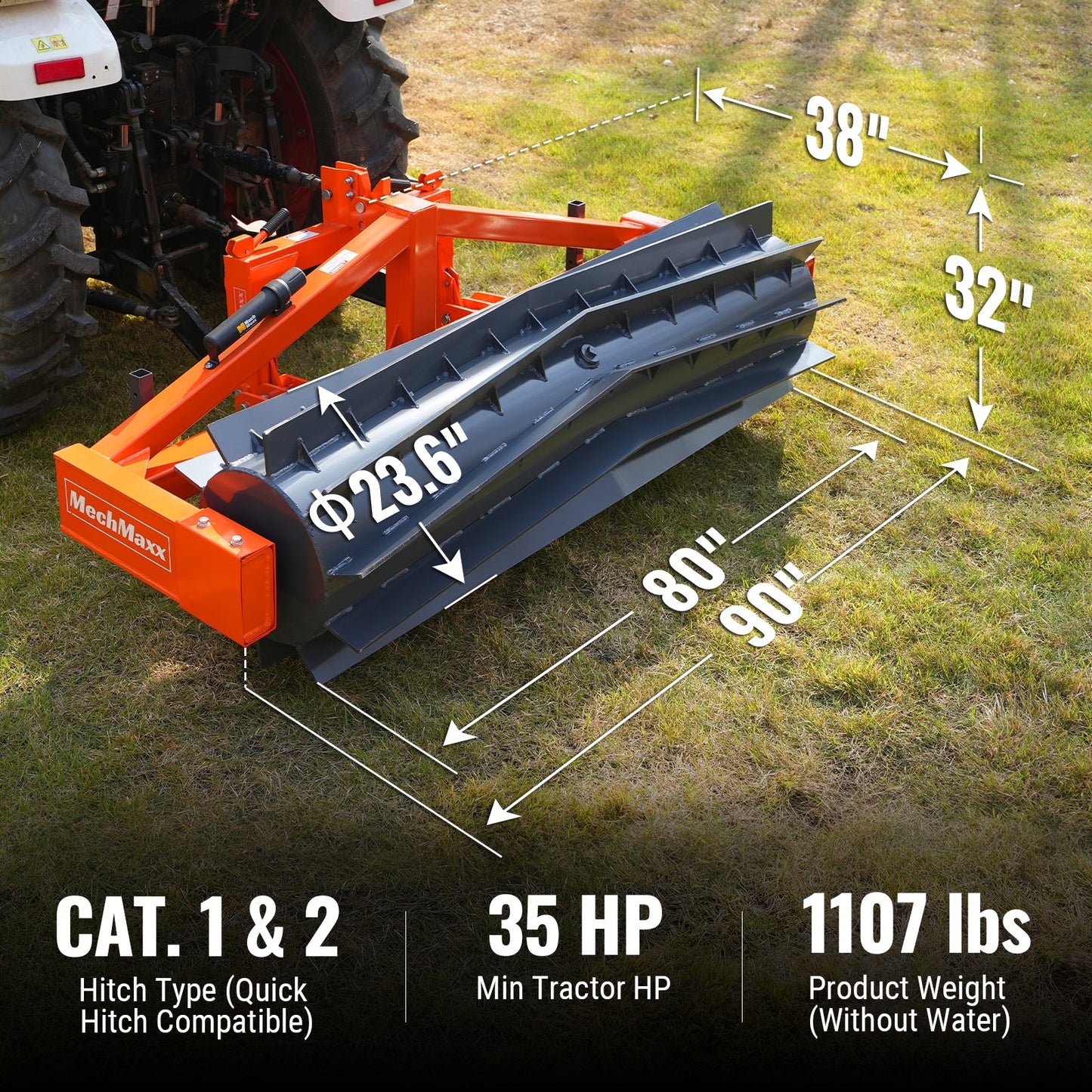 MechMaxx CR82 Crimper Rollers 80" 3 Point Hitch Tractor Attachment Agriculture Equipment New