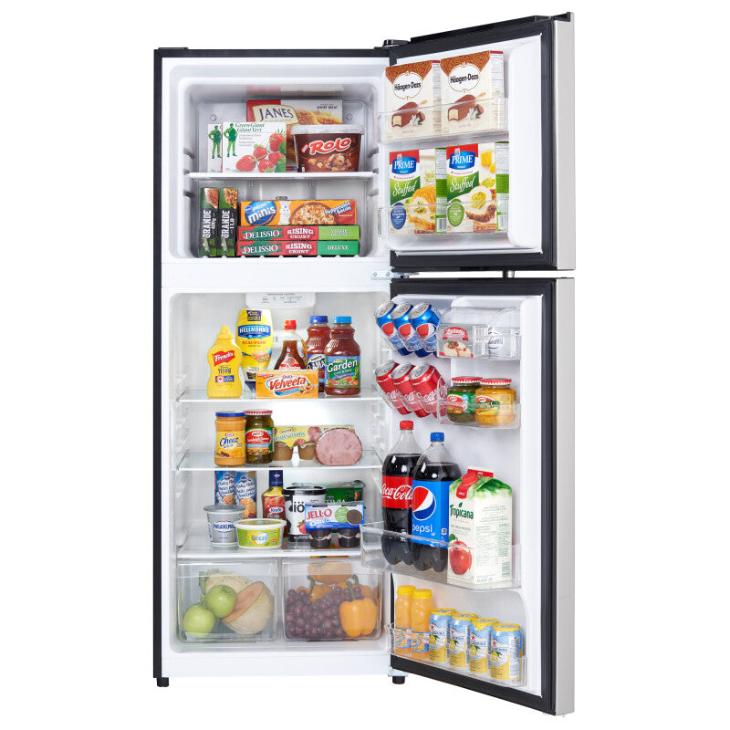 DANBY 23.5-Inch 10.1 Cu. Ft. Top Mount Apartment Size Fridge Look - Stainless Steel (DFF101B1BSLDB)