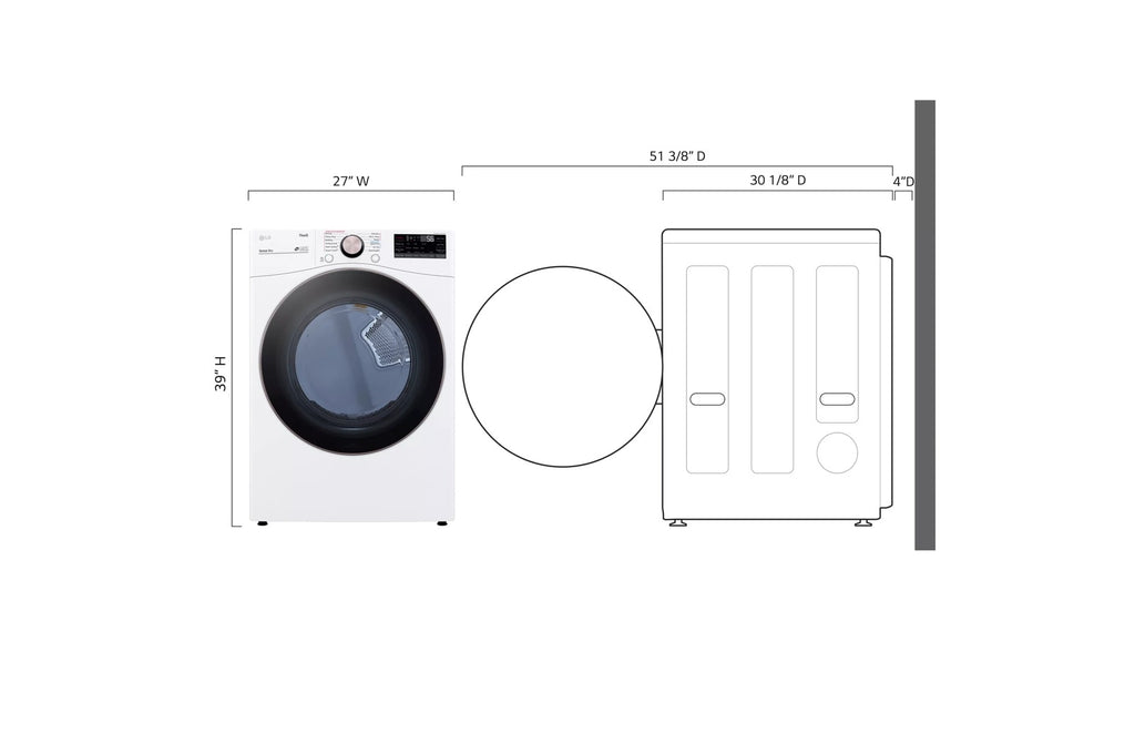 LG 7.4 cu. ft. Large Capacity Front Load Electric Dryer - White