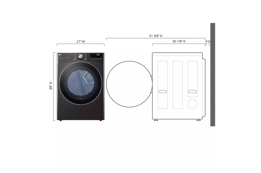 LG 7.4 cu. ft. Ultra Large Capacity Smart Wi-Fi Enabled Front Load Electric Dryer with TurboSteam™ and Built-In Intelligence