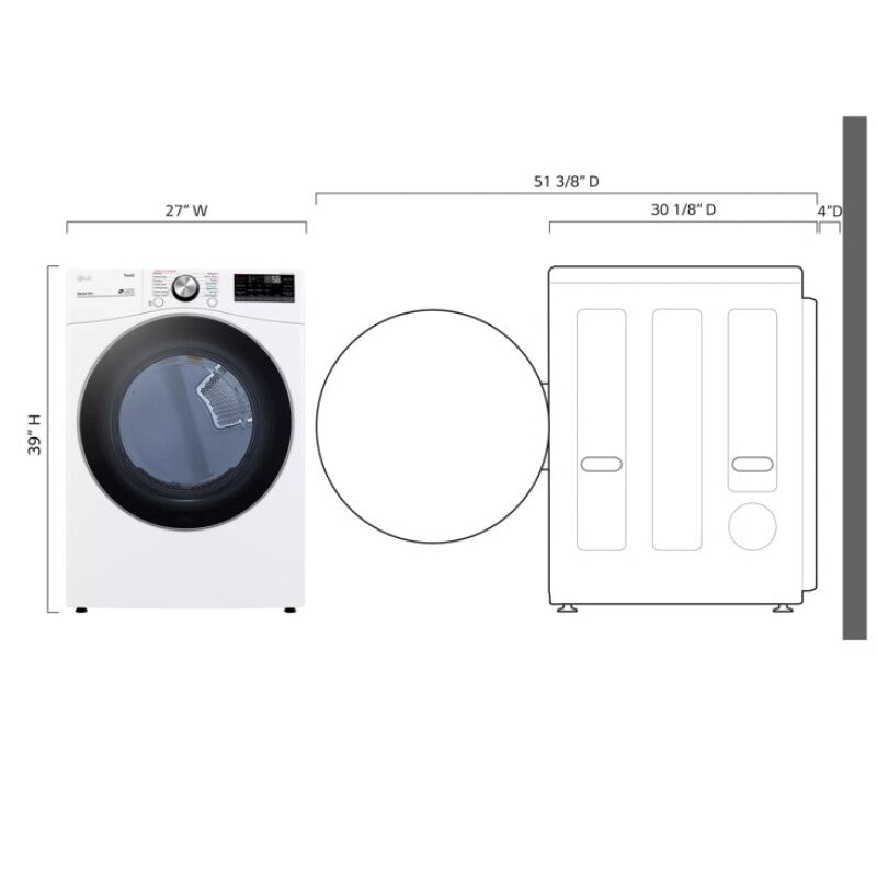 LG  7.4 Cu. Ft. Ultra Large Capacity Smart Wi-fi Enabled Front Load Electric Dryer With Turbosteam™ And Built-in Intelligence - White (DLEX4200W)