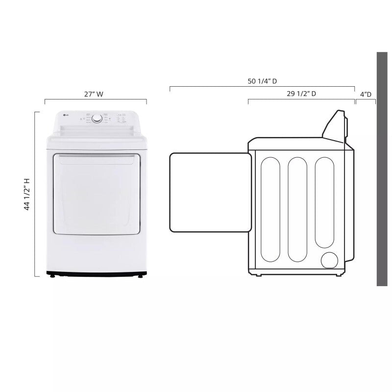 LG  7.3 Cu. Ft. Rear Control Gas Energy Star Dryer With Sensor Dry - White (DLG6101W)