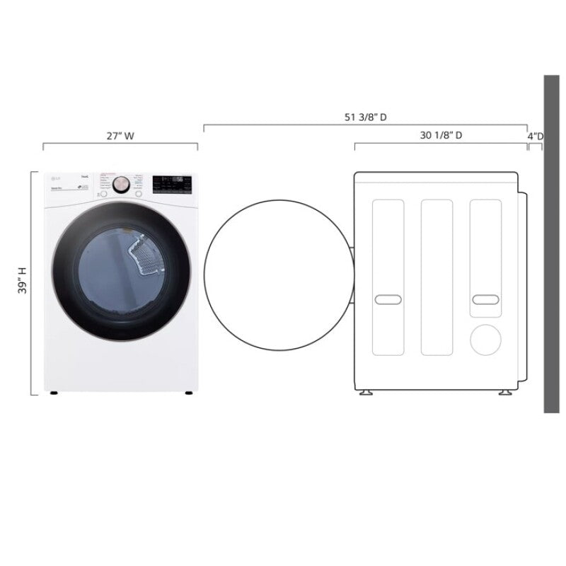 LG  7.4 Cu. Ft. Large Capacity Front Load Gas Dryer - White - White (DLGX4001W)
