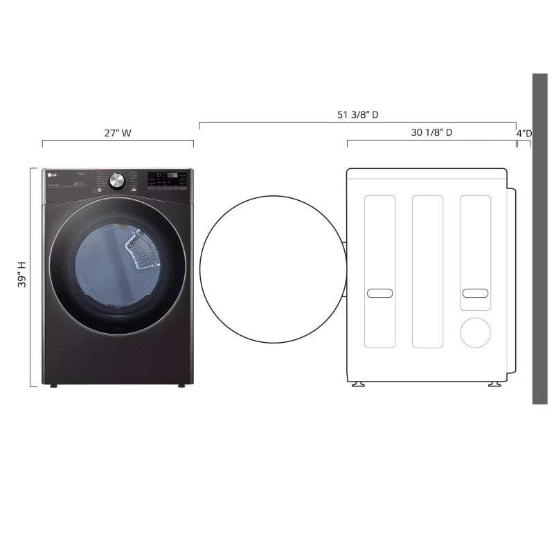 LG  7.4 Cu. Ft. Ultra Large Capacity Smart Wi-fi Enabled Front Load Gas Dryer With Turbosteam™ And Built-in Intelligence - Black Steel (DLGX4201B)