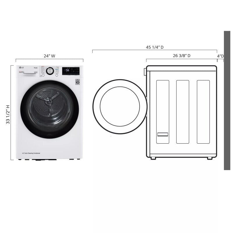 LG  4.2 Cu. Ft. Smart Wi-fi Enabled Compact Front Load Dryer With Dual Inverter Heatpump™ Technology - White (DLHC1455W)