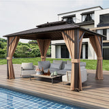 Costway 10' x 13' Patio Hardtop Gazebo Galvanized Steel Double Roof Netting 73825964 New