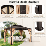 Costway 10' x 13' Patio Hardtop Gazebo Galvanized Steel Double Roof Netting 73825964 New