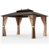 Costway 10' x 13' Patio Hardtop Gazebo Galvanized Steel Double Roof Netting 73825964 New