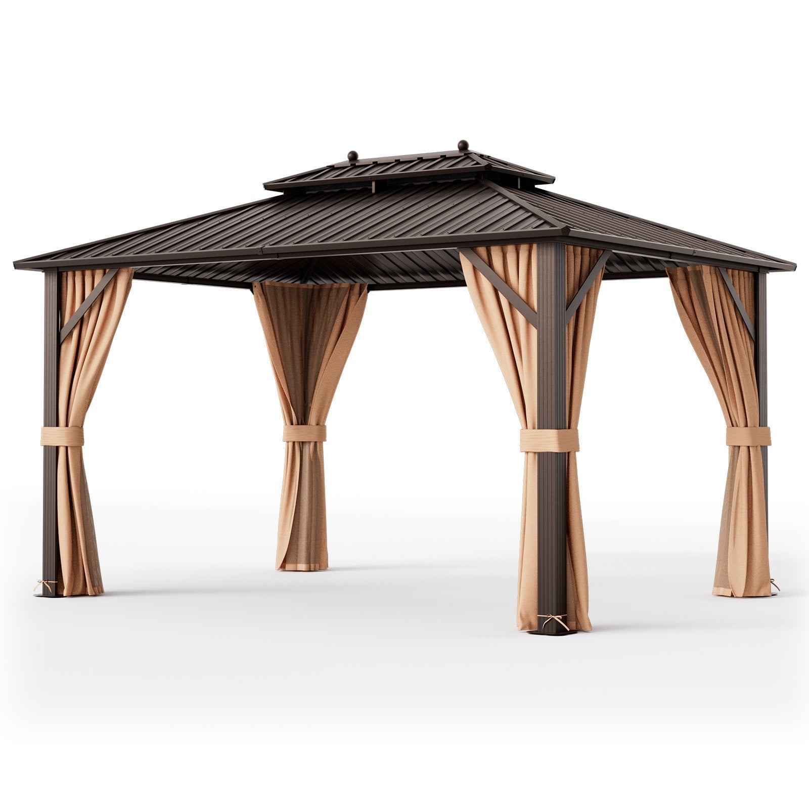 Costway 10' x 13' Patio Hardtop Gazebo Galvanized Steel Double Roof Netting 73825964 New