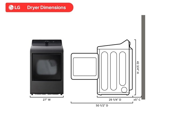 LG 7.3 cu. ft. Ultra Large Capacity Rear Control Electric Dryer with AI Sensing and ThinQ® Smart Features