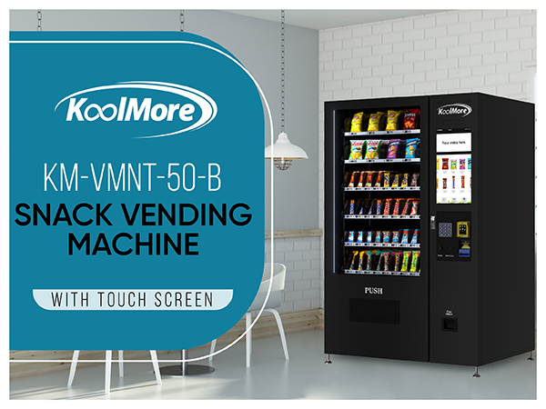 50 in. 60-Slot Snack Vending Machine with 22-inch Touch Screen, Credit Card Reader, Bill and Coin Acceptor in Black, Non-Refrigerated