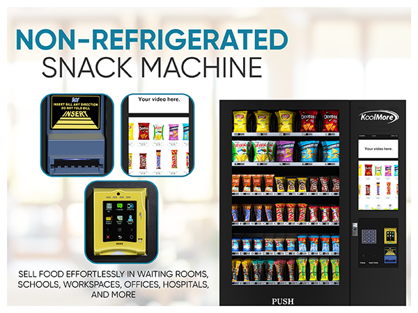 50 in. 60-Slot Snack Vending Machine with 22-inch Touch Screen, Credit Card Reader, Bill and Coin Acceptor in Black, Non-Refrigerated
