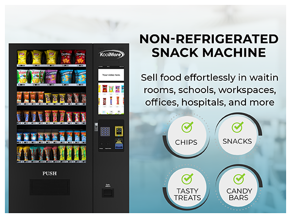 50 in. 60-Slot Snack Vending Machine with 22-inch Touch Screen, Credit Card Reader and Bill Acceptor in Black, Non-Refrigerated