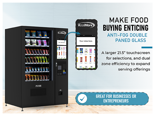 50 in. 60-Slot Snack Vending Machine with 22-inch Touch Screen, Bill and Coin Acceptor in Black, Non-Refrigerated