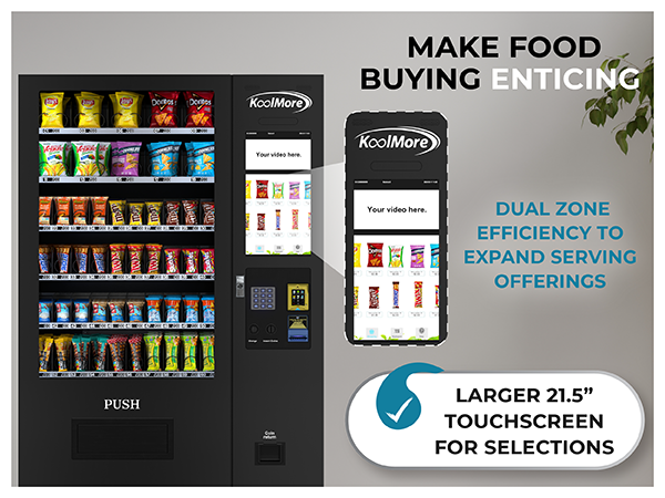50 in. 60-Slot Snack Vending Machine with 22-inch Touch Screen, Credit Card Reader and Bill Acceptor in Black, Non-Refrigerated