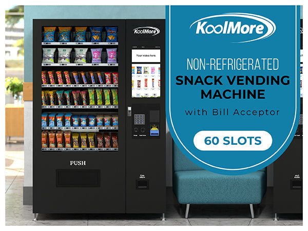50 in. 60-Slot Snack Vending Machine with 22-inch Touch Screen in Black, Non-Refrigerated. - Wrap