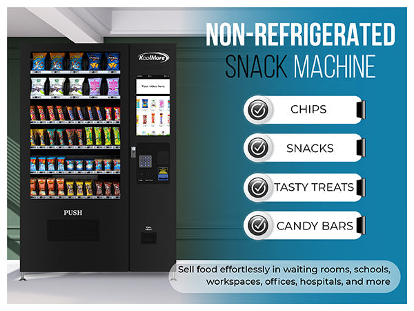 50 in. 60-Slot Snack Vending Machine with 22-inch Touch Screen in Black, Non-Refrigerated. - Wrap