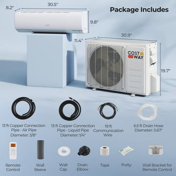 Costway EchoCool 11500 BTU 208/230V Mini Split Air Conditioner Heat Pump 284965173 New