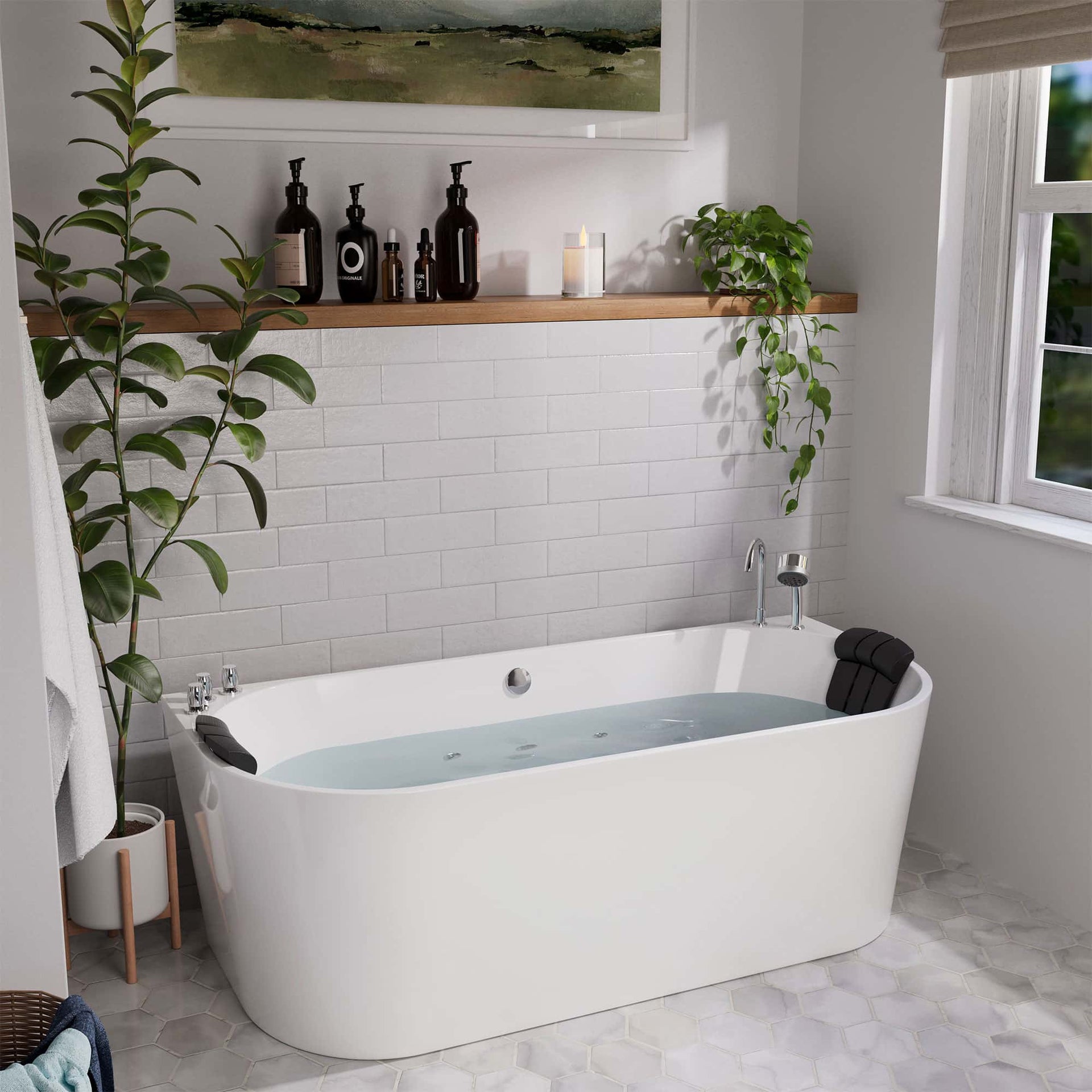 Empava Whirlpool Bathtub 67" Freestanding Hydro Massage with Center Drain New