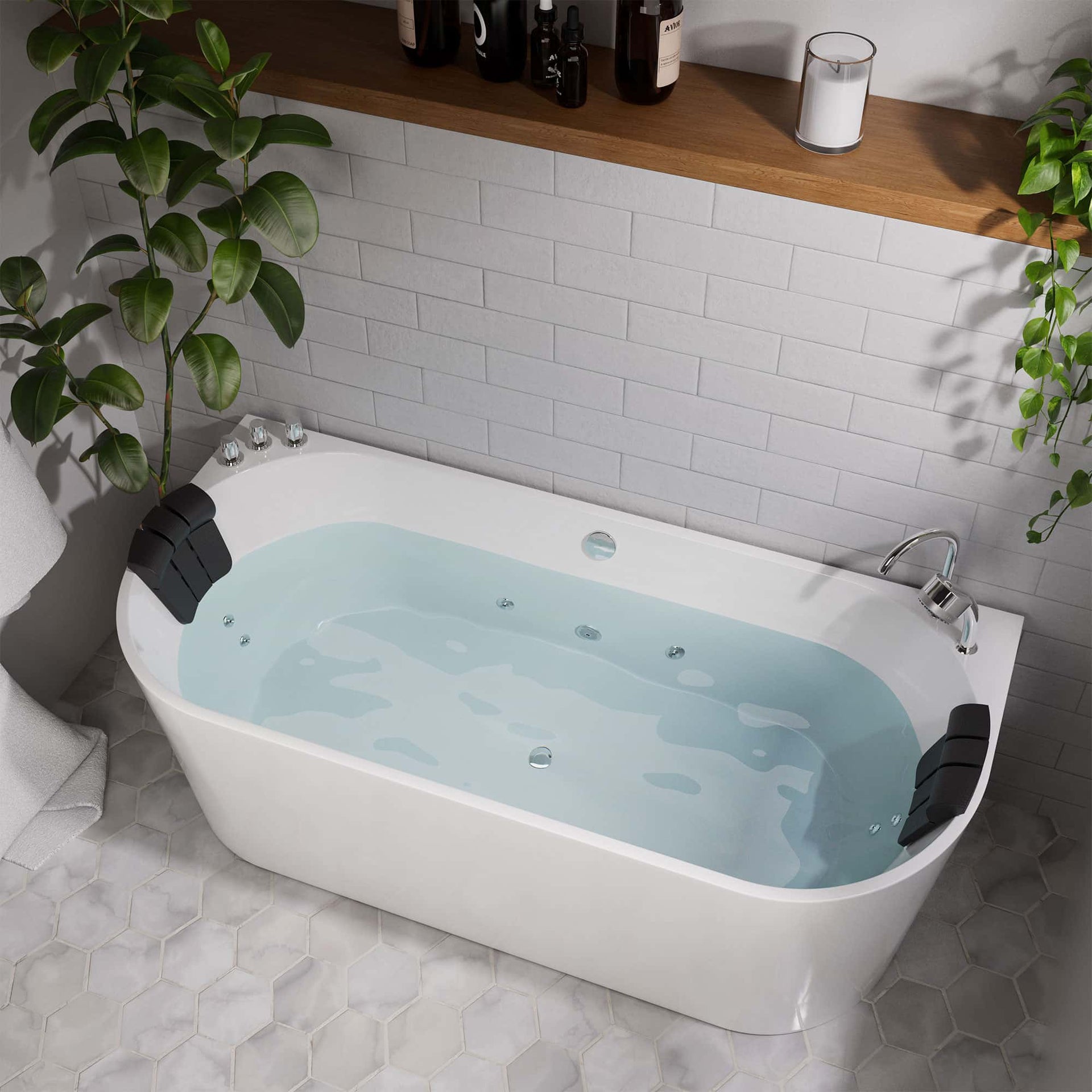 Empava Whirlpool Bathtub 67" Freestanding Hydro Massage with Center Drain New