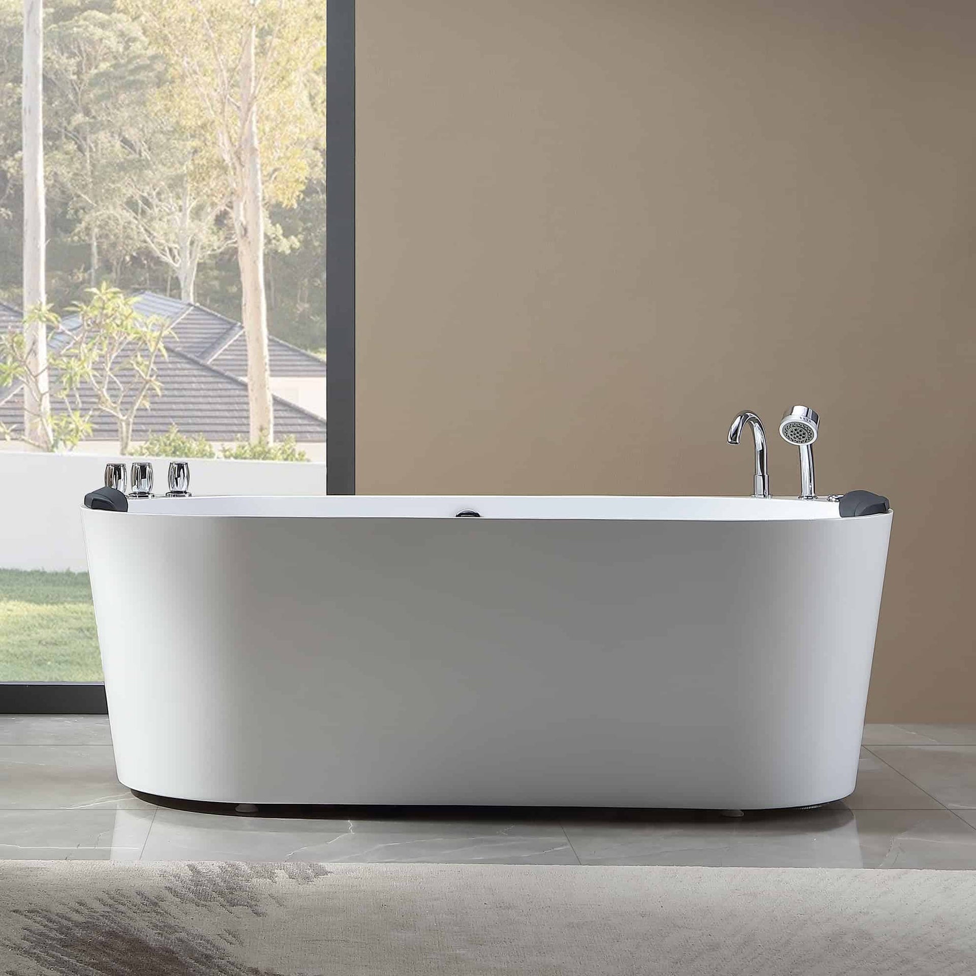 Empava Whirlpool Bathtub 67" Freestanding Hydro Massage with Center Drain New
