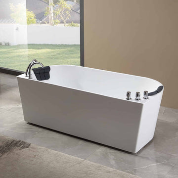 Empava Whirlpool Bathtub 67" Freestanding Hydro Massage with Center Drain New