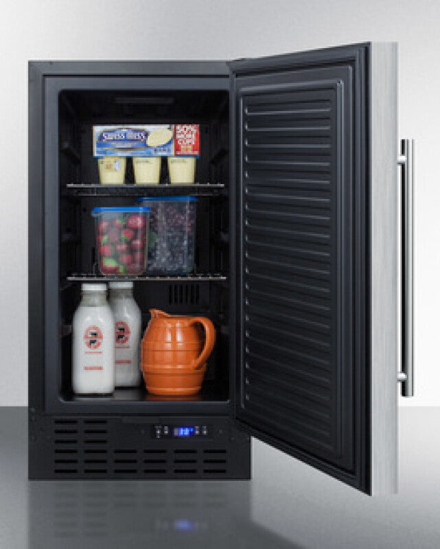 SUMMIT  18" Wide Built-In All-Refrigerator, ADA Compliant - Black (FF1843BSSADA)