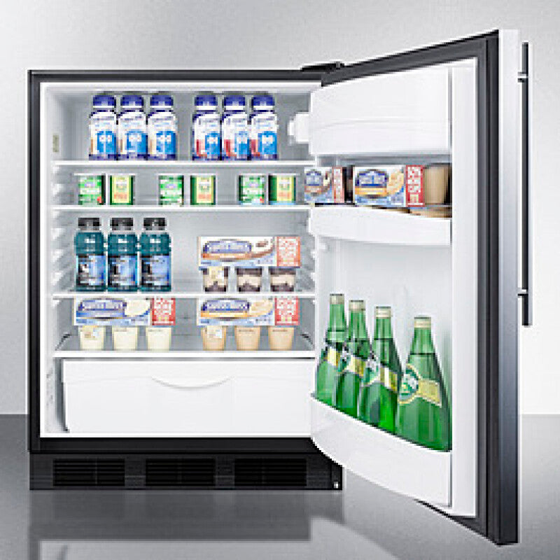SUMMIT  24" Wide Built-In All-Refrigerator, ADA Compliant - Black (FF6BKBI7SSHVADA)